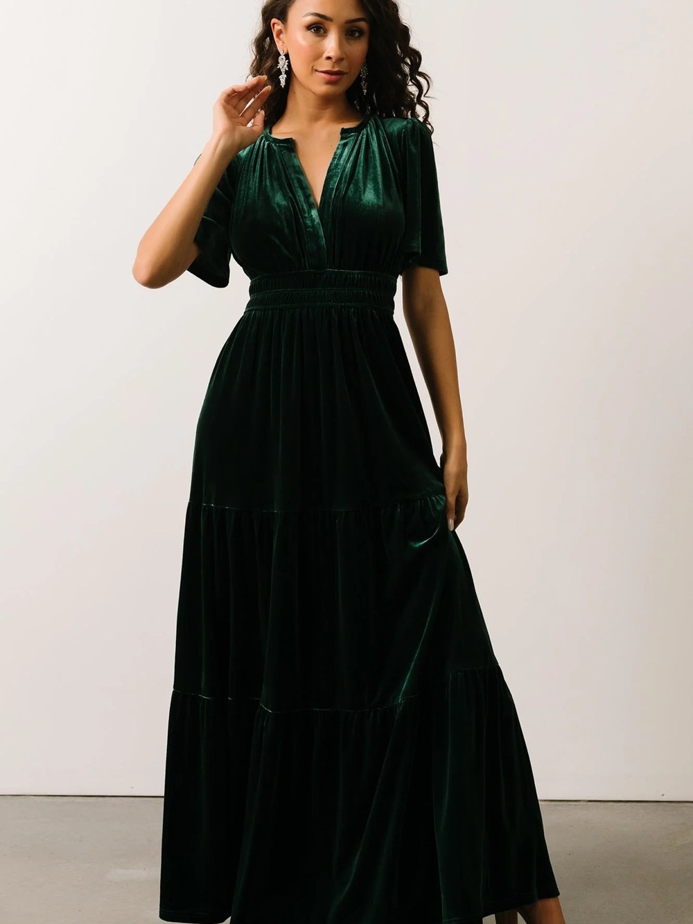 Deep Emerald Velvet Maxi Dress